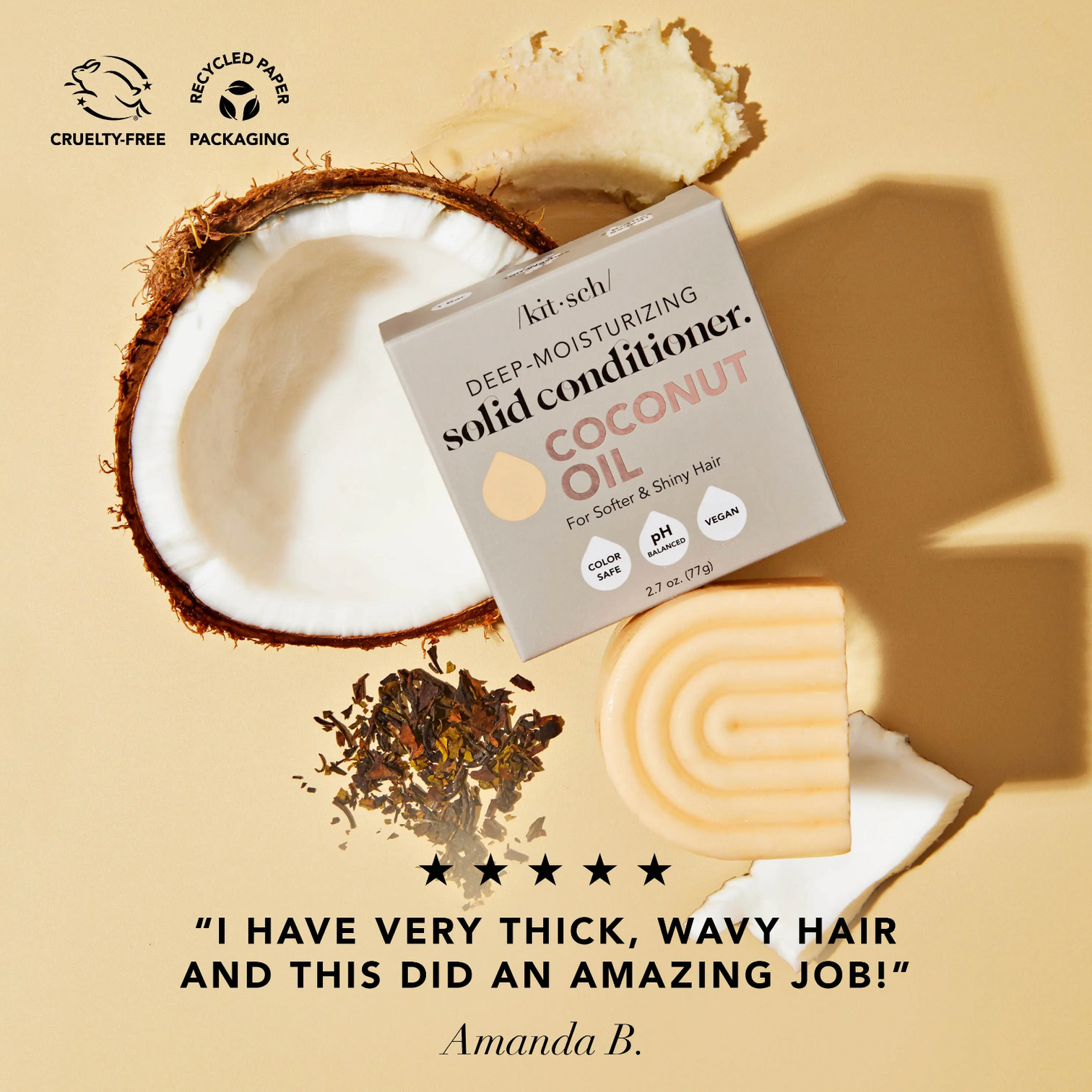 Kitsch Deep-Moisturising Conditioner Bar for Dry Damaged Hair - Life Before Plastic